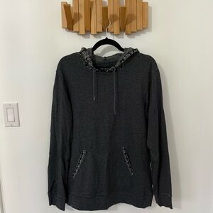 Men’s PacSun Charcoal Hoodie with Textured Details, Size Medium